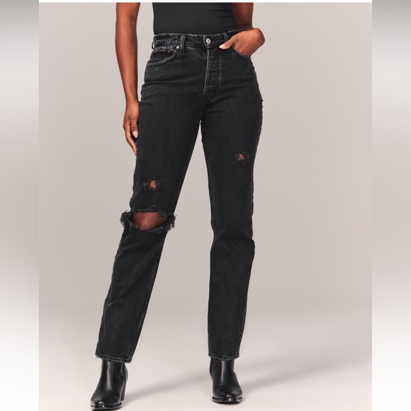 NWT Abercrombie&Fitch High Rise Curve Love Dad Jean - Picture 3 of 8